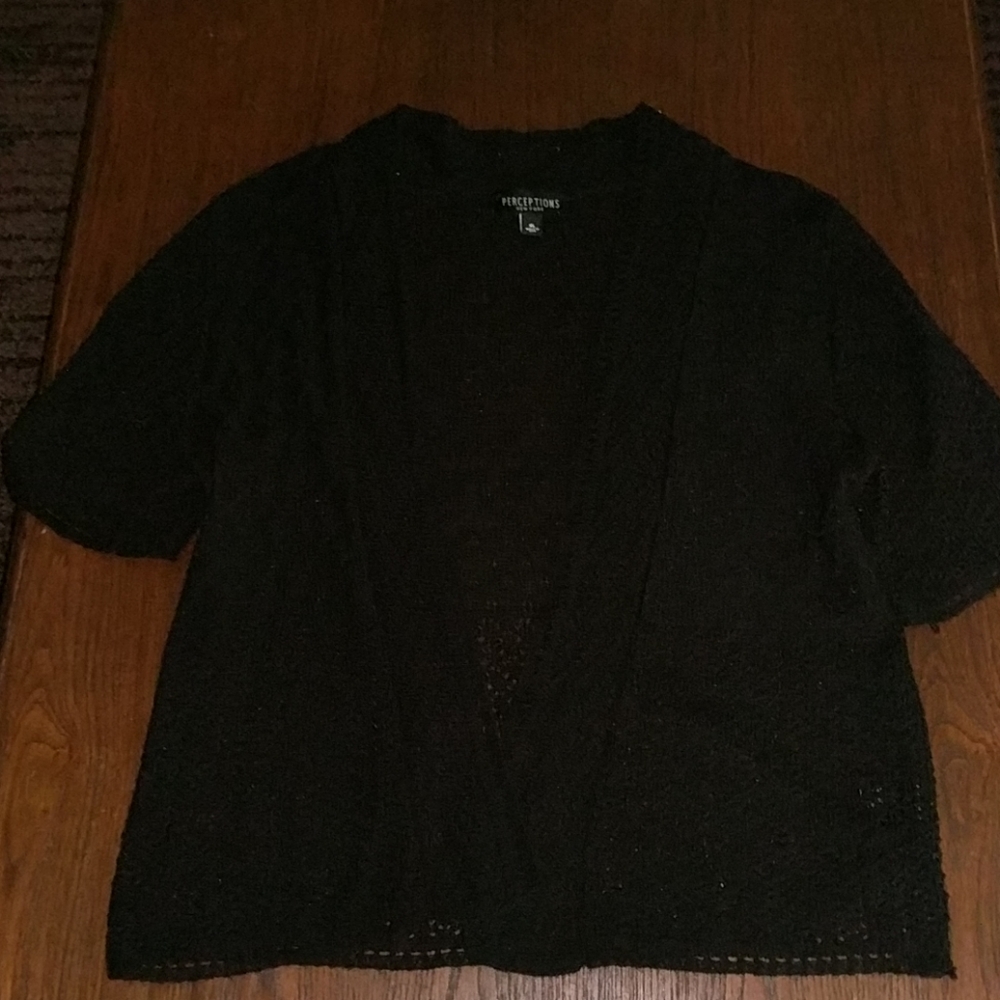 Black, short-sleeve cardigan